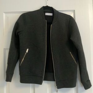 Everlane Charcoal Bomber Jacket with Silver Zippers